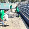 Trabajos en Plaza de los Desaparecidos en Monterrey.