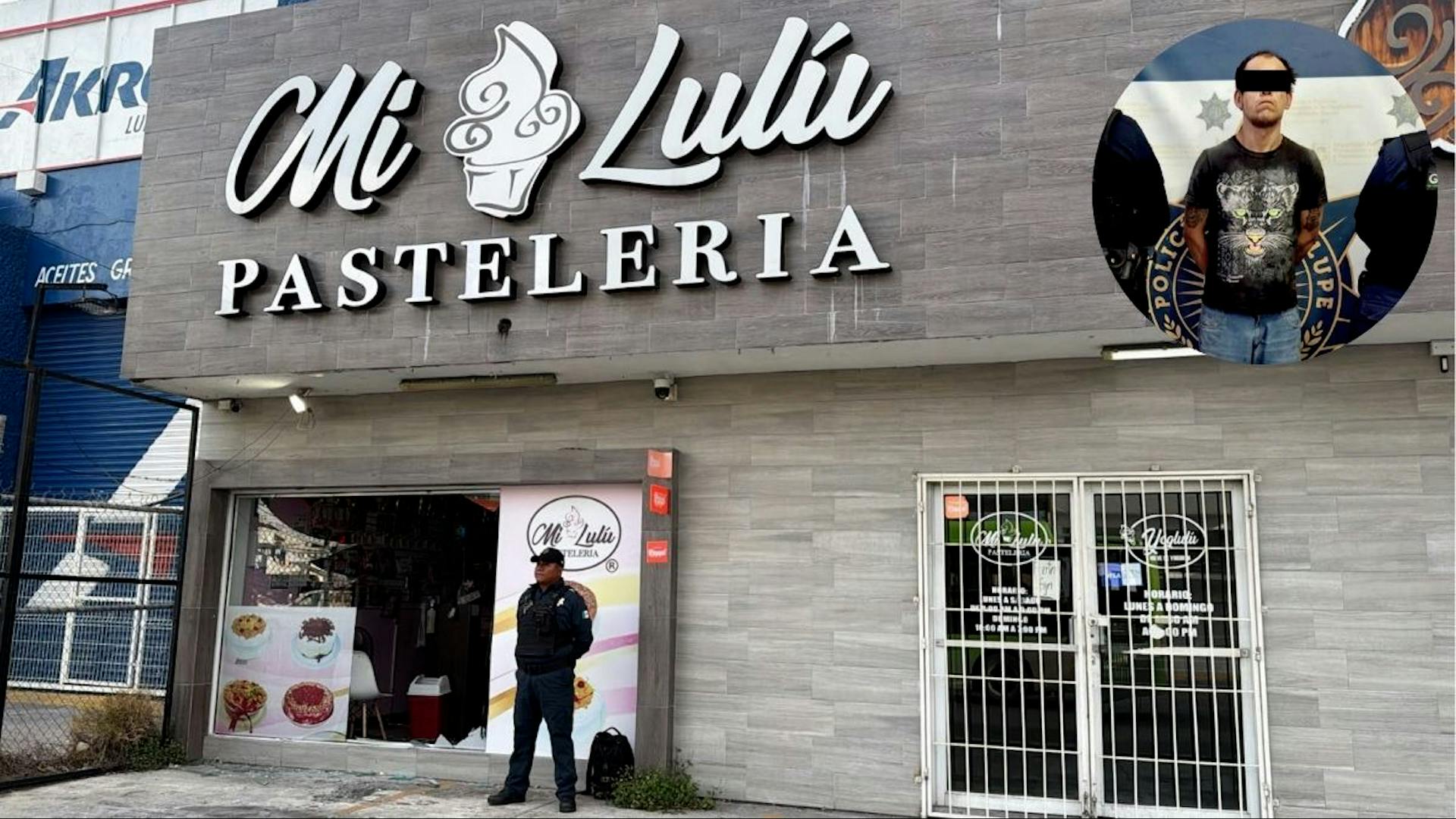 Ramiro N, 36 años, intentó robar pastelería a las 4 AM en Guadalupe. Capturado por cámara conectada al C4 municipal. Tercera ocasión de robo en el negocio.