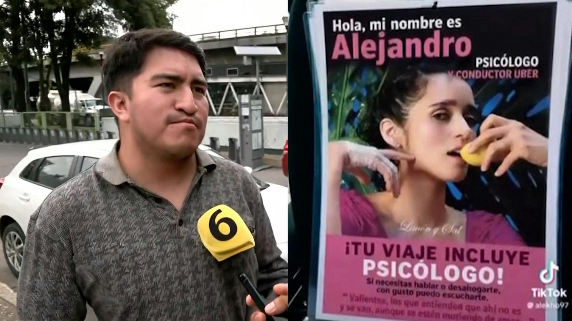 Alejandro Morales fue despedido trabajo tras sufrir dos accidentes viales, pero decidió continuar su vocación de psicólogo dentro de su auto de aplicación.