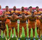 Jugadores de Tigres en el Estadio Nemesio Diez previo a iniciar la Final de Concachampions ante Toluca.