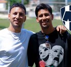 Lionel Vangioni y Maxi Meza en las instalaciones de El Barrial, este martes 9 de junio previo al viaje de pretemporada de Rayados.