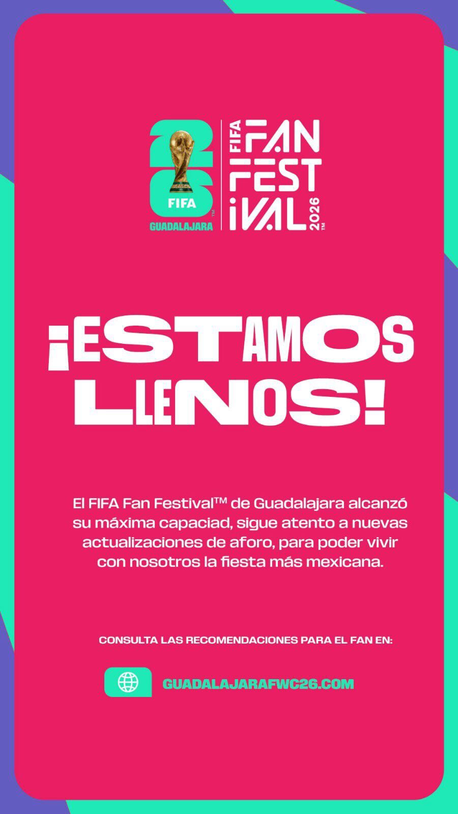 Anuncian aforo lleno dentro del FIFA Fan Fest de Guadalajara