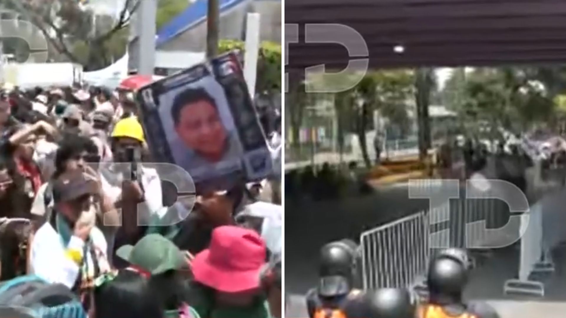 Madres buscadoras protestan en inauguración de Copa del Mundo exigiendo respuesta por 133 mil desaparecidos. Policía las encapsula en Calzada de Tlalpan.