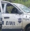 Patrulla de la Guardia Civil de Michoacán con múltiples impactos de bala tras una emboscada en La Mojonera