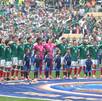 Jugadores de la Selección Mexicana previo al partido ante Sudáfrica.