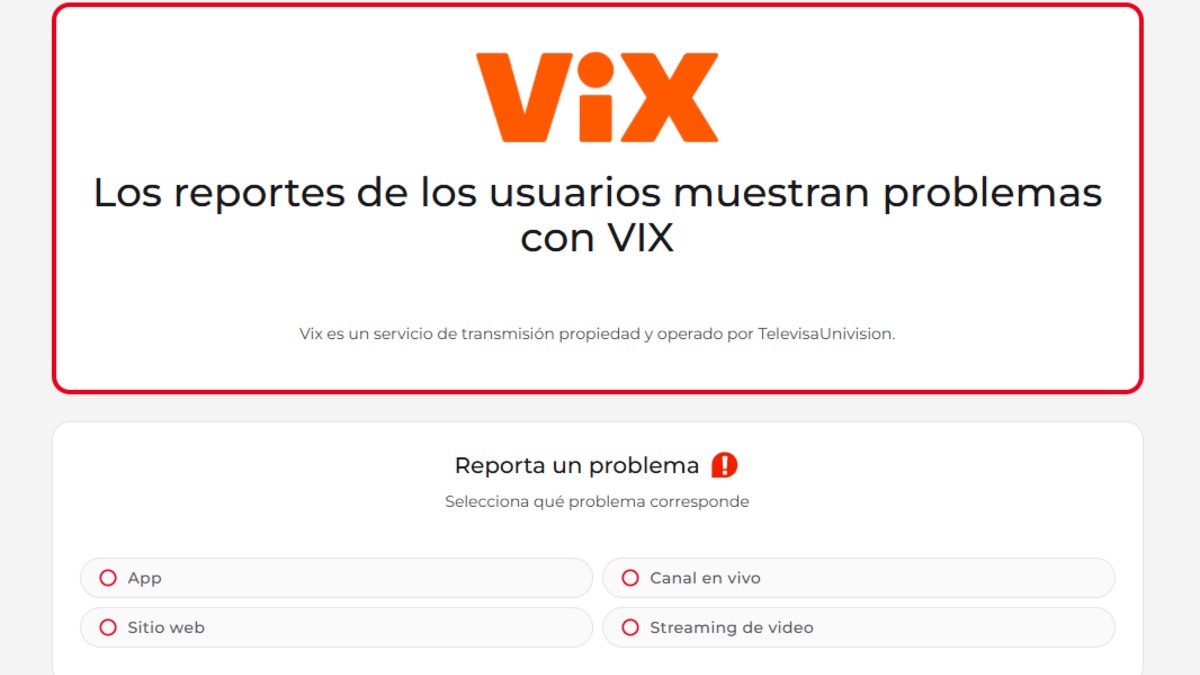 Reporte de fallas VIX en Downdetector