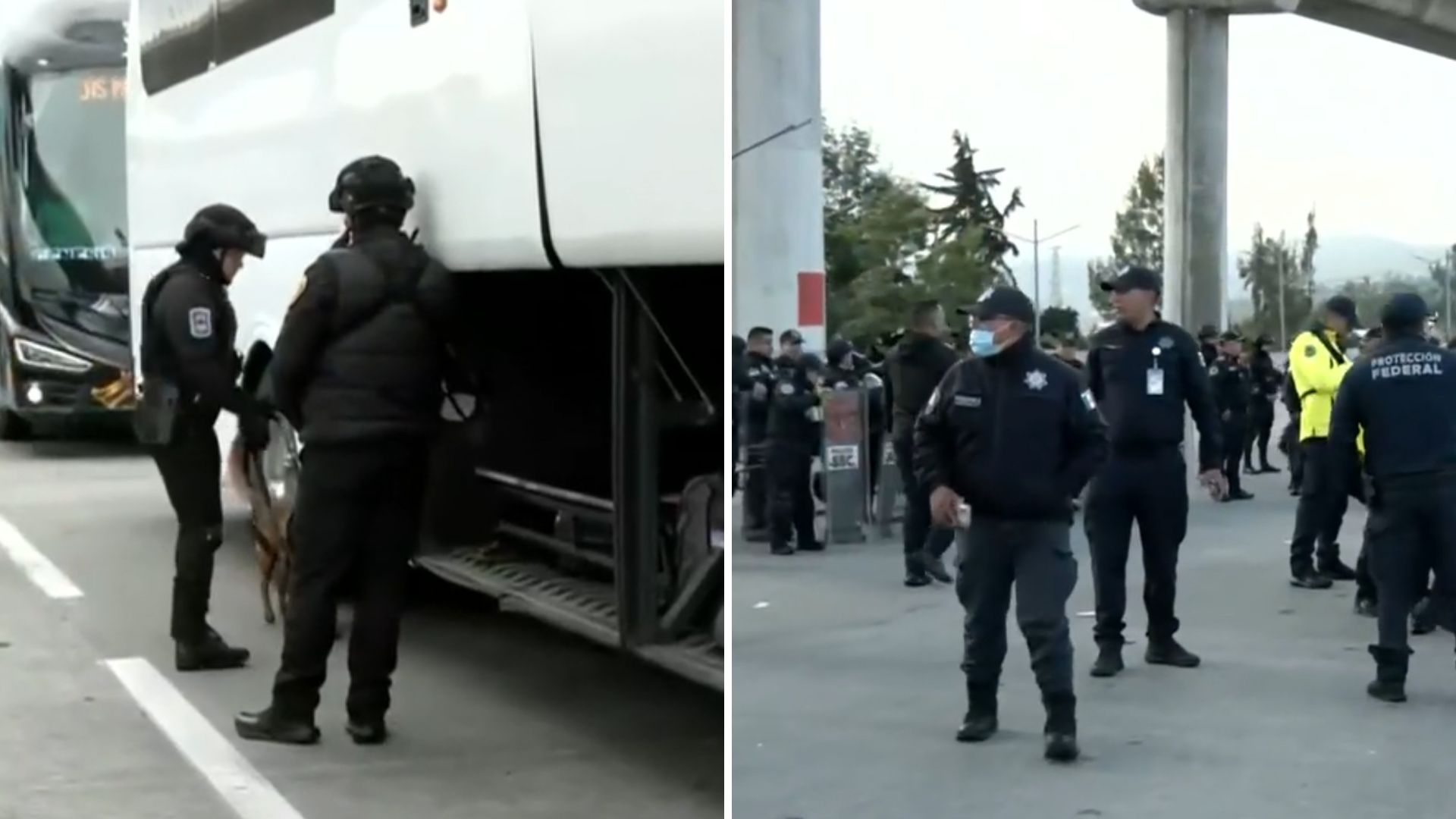 Normalistas de Ayotzinapa bloquearon México-Cuernavaca con 17 autobuses. Policía se replegó sin detener a manifestantes encapuchados que tomaron la caseta.