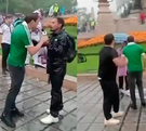 Un grupo de aficionados presuntamente en estado de ebriedad retiró una lona utilizada por madres buscadoras para cubrirse de la lluvia.