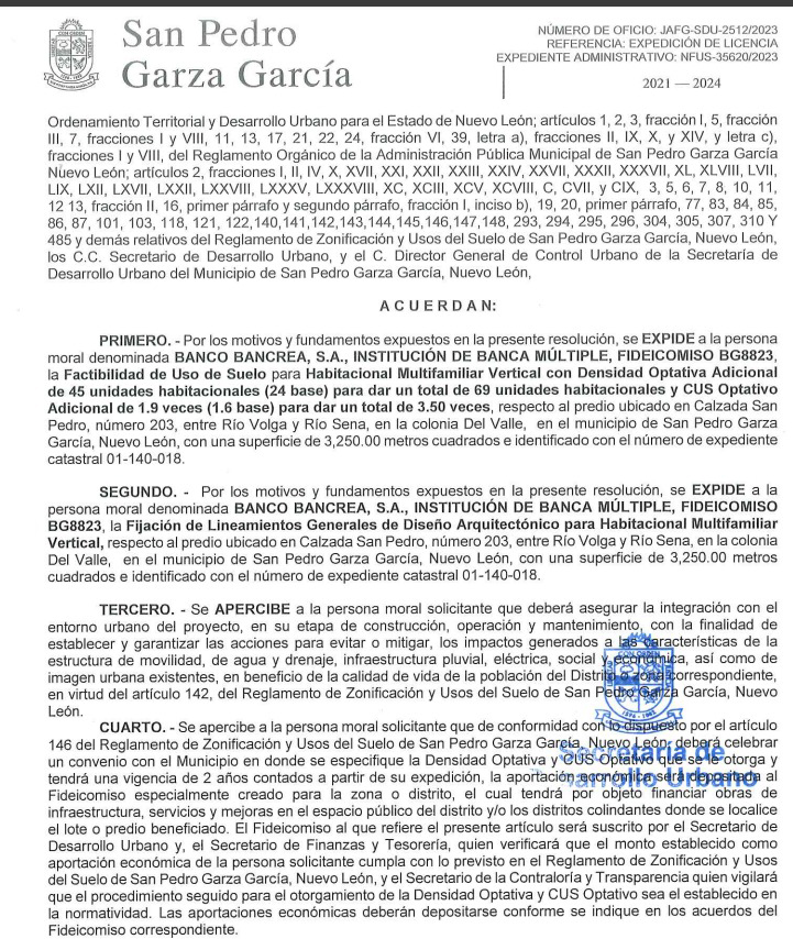 El proyecto fue autorizado el 11 de diciembre de 2023