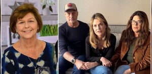 Familia de tres mujeres y un hombre con gorra gris