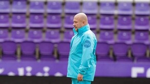 Enrique Alfaro en un entrenamiento de un Real Valladolid