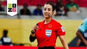 Katia Itzel García en un partido internacional de la FIFA.
