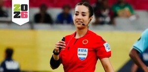 Katia Itzel García en un partido internacional de la FIFA.