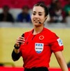 Katia Itzel García en un partido internacional de la FIFA.