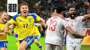 Jugadores de Suecia y Túnez previo a su partido del Mundial 2026.