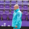 Enrique Alfaro en un entrenamiento de un Real Valladolid