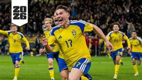 Viktor Gyökeres celebrando un gol con Suecia.