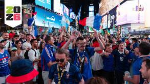 Afición de Francia festejando una noche previa al debut de su Selección en Estados Unidos en el Mundial 2026.