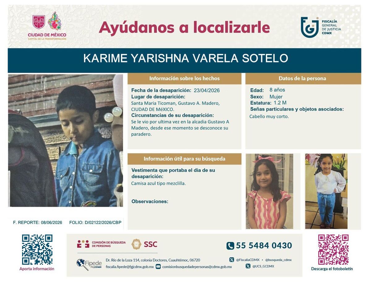 Ficha de búsqueda de Karime Yarishna Varela Sotelo