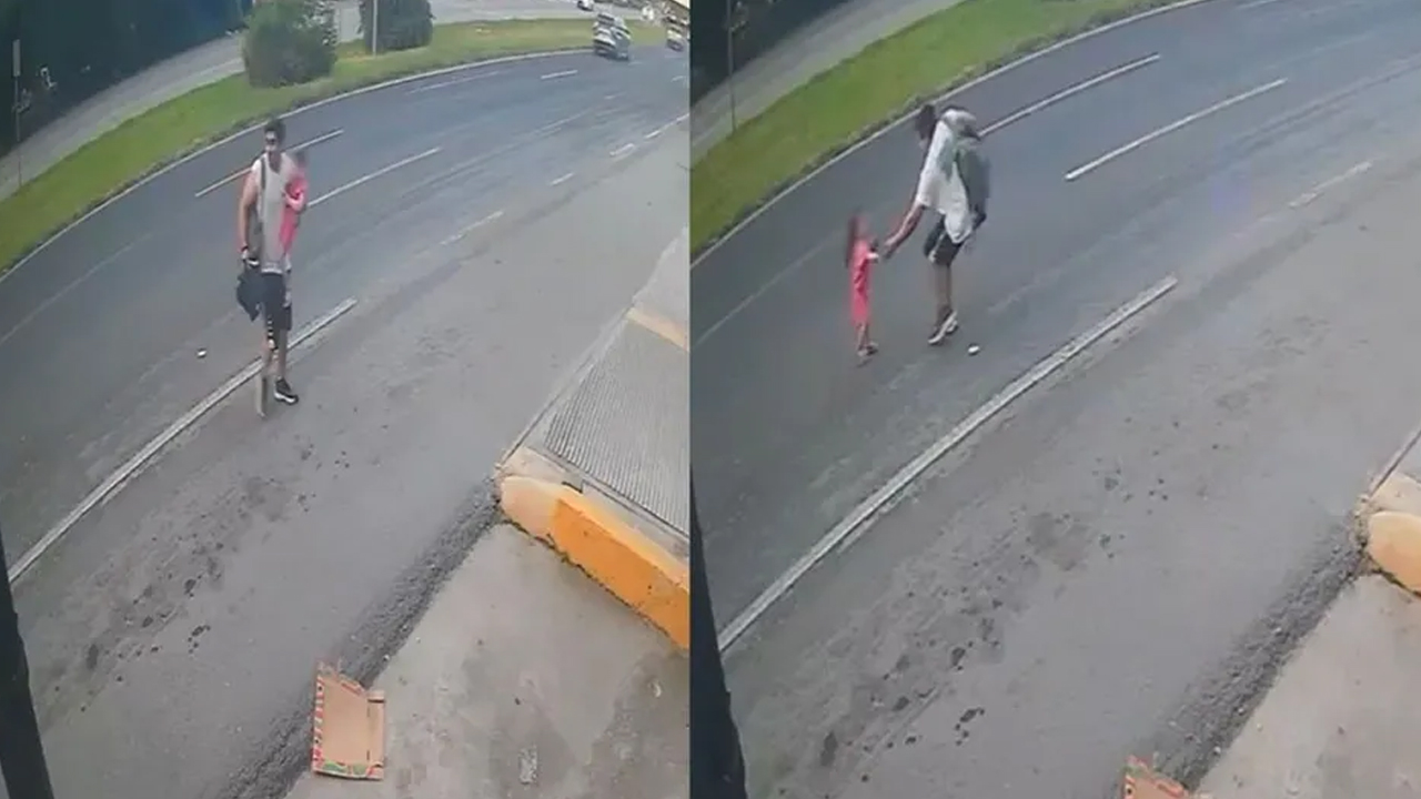 Un joven rescató a una niña que caminaba sola entre los carriles de la Carretera Nacional, en Santiago, Nuevo León, evitando un posible accidente.