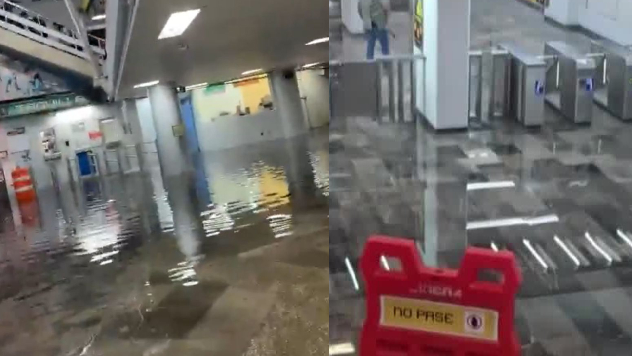 Las fuertes lluvias registradas este lunes provocaron inundaciones en estaciones del Metro de la Ciudad de México.