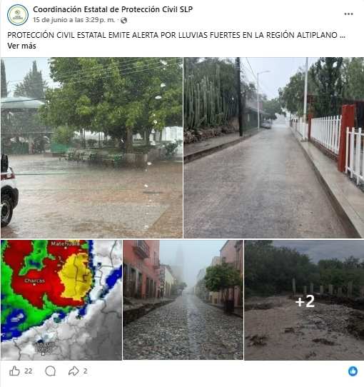 Las autoridades hacen un llamado a la ciudadanía de San Luis Potosi para que sigan las indicaciones de Protección Civil, mientras continúen las fuerte lluvias.