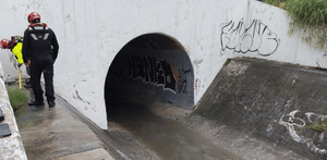 Despliegan operativo para localizar a menor de 14 años arrastrado por el arroyo de Valle Verde en Monterrey.