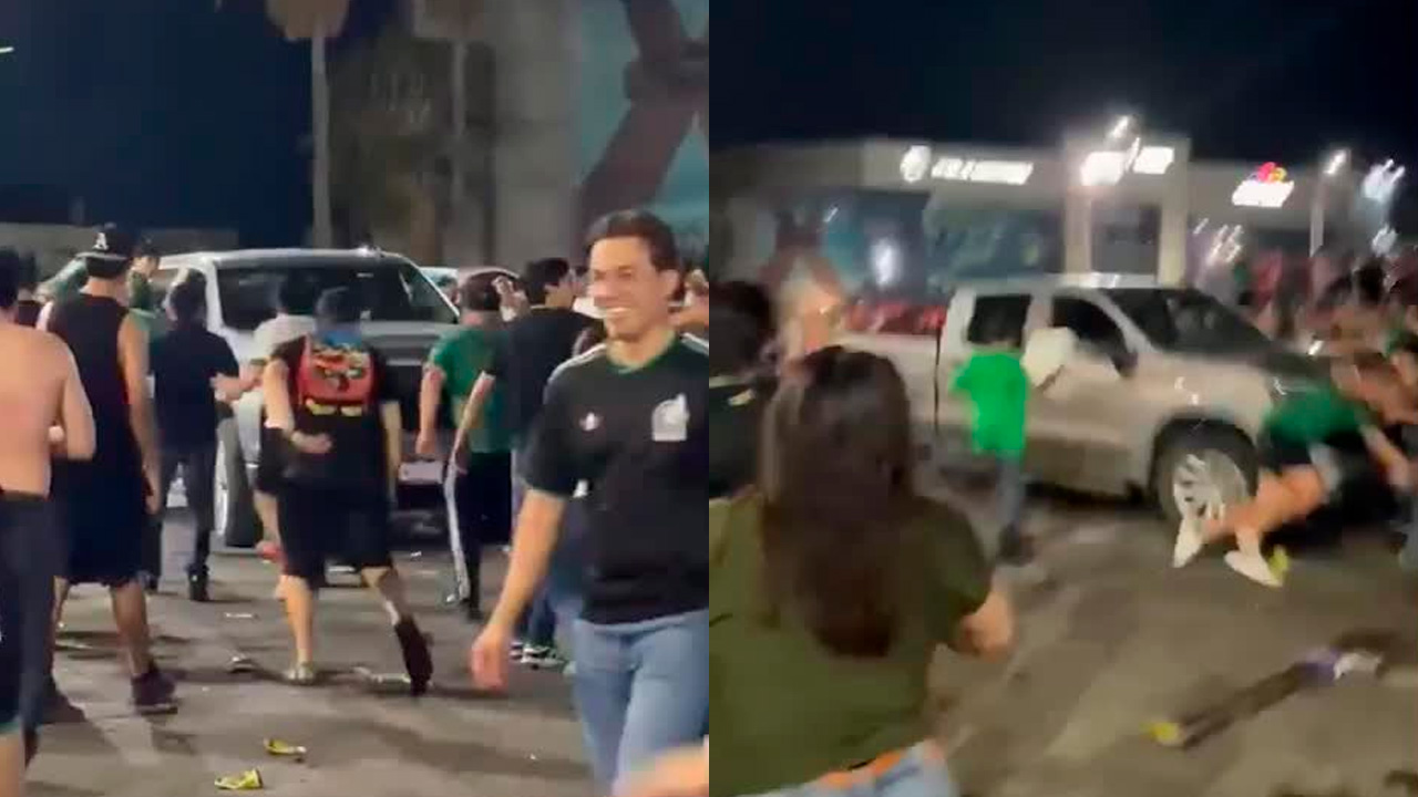 En el video se puede apreciar que varios aficionados movían fuertemente la camioneta, instantes antes de que el conductor acelerara e impactara a seis personas.