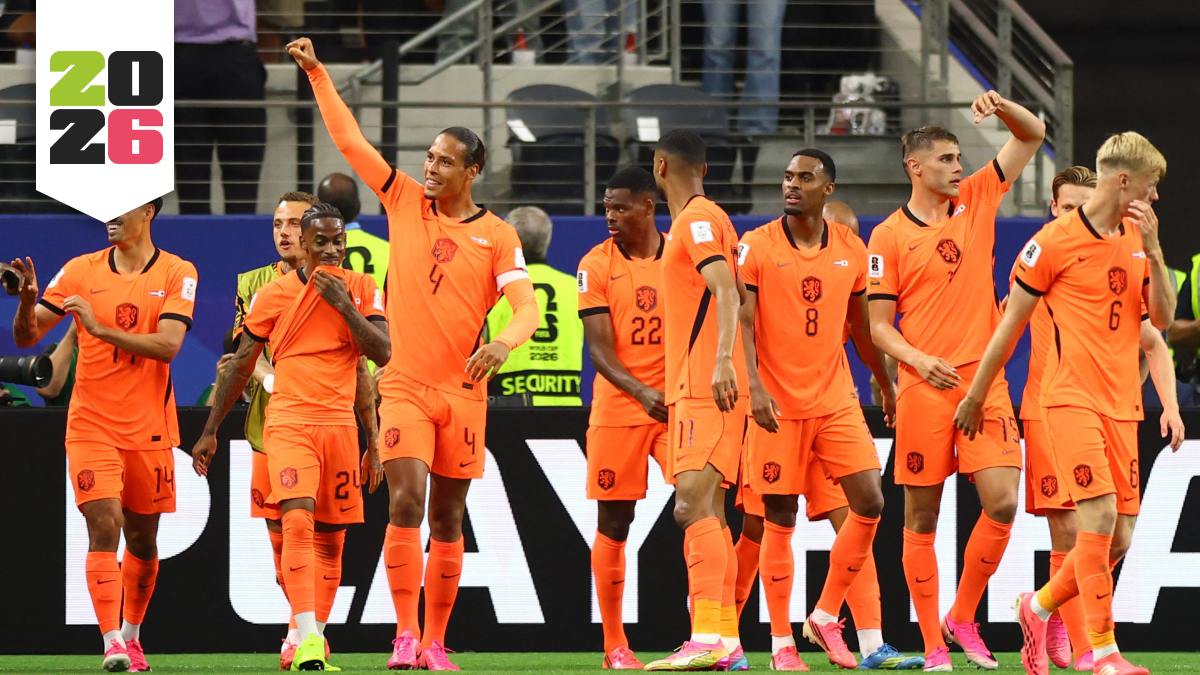 Jugadores de la Selección de Países Bajos festejando un gol ante Japón en el debut del equipo en la Copa del Mundo 2026.