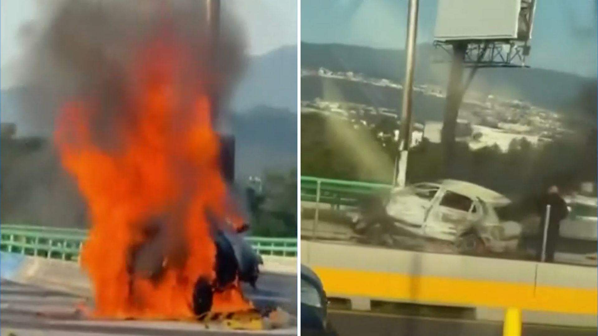 Mujer muere carbonizada en auto incendiado en el Periférico. Forenses identificarán a la víctima mediante estudios de ADN.