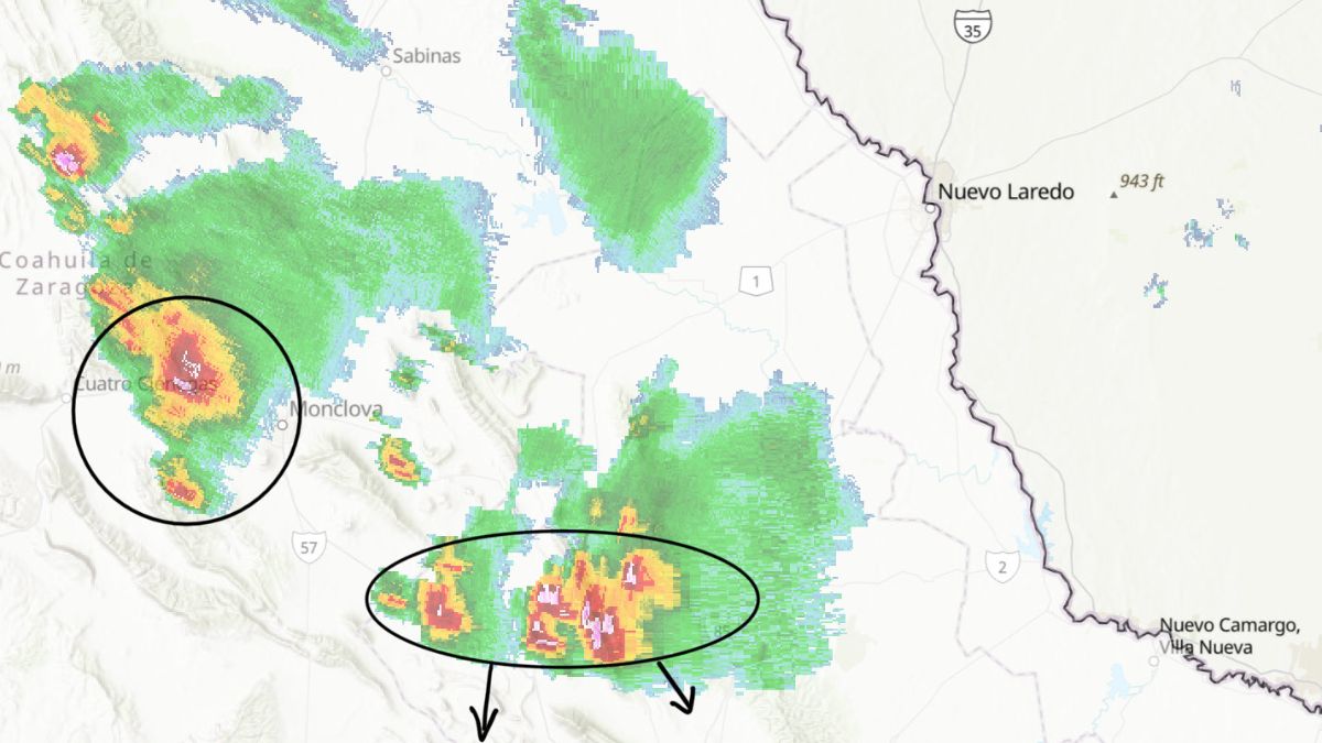 extensa zona de tormentas eléctricas