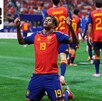 Lamine Yamal festejando su primer gol en Copas Mundiales.