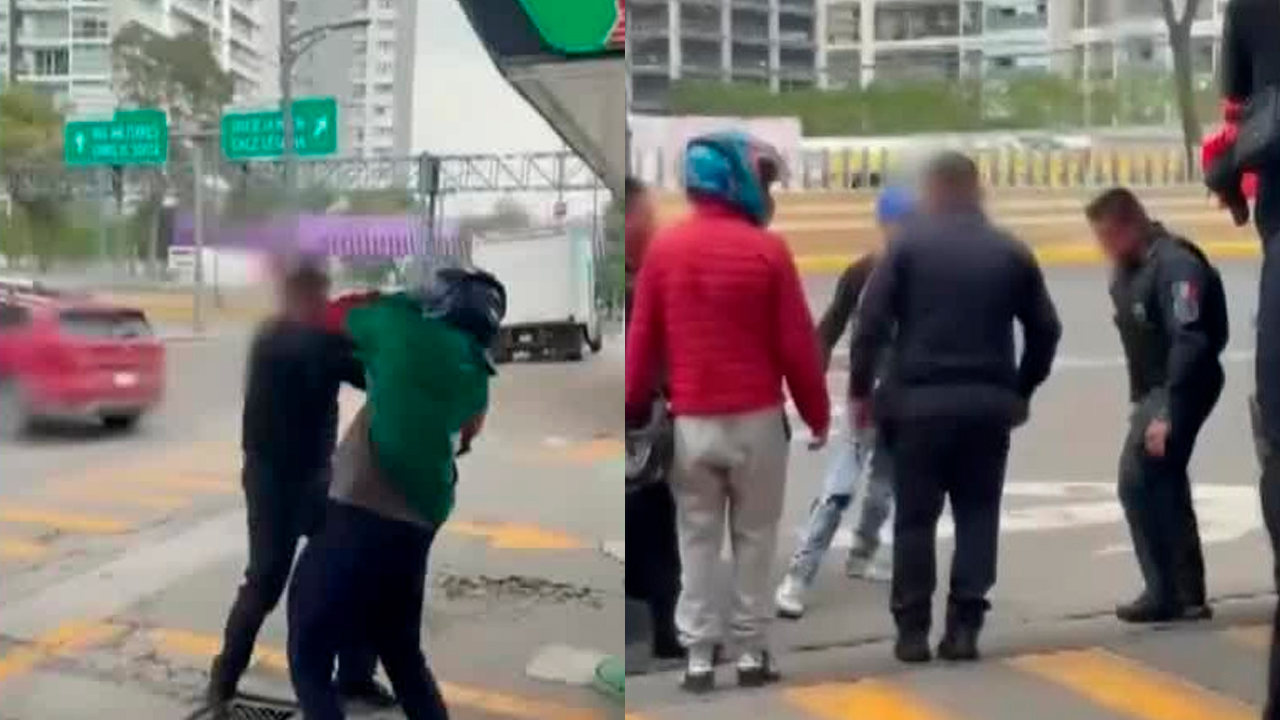 Un enfrentamiento entre policías capitalinos y motociclistas durante una revisión de documentos terminó en golpes en una gasolinera de la CdMx.