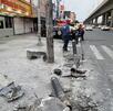 Calle destruida tras choque en Monterrey.