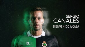 Sergio Canales siendo anunciado con Racing de Santander.
