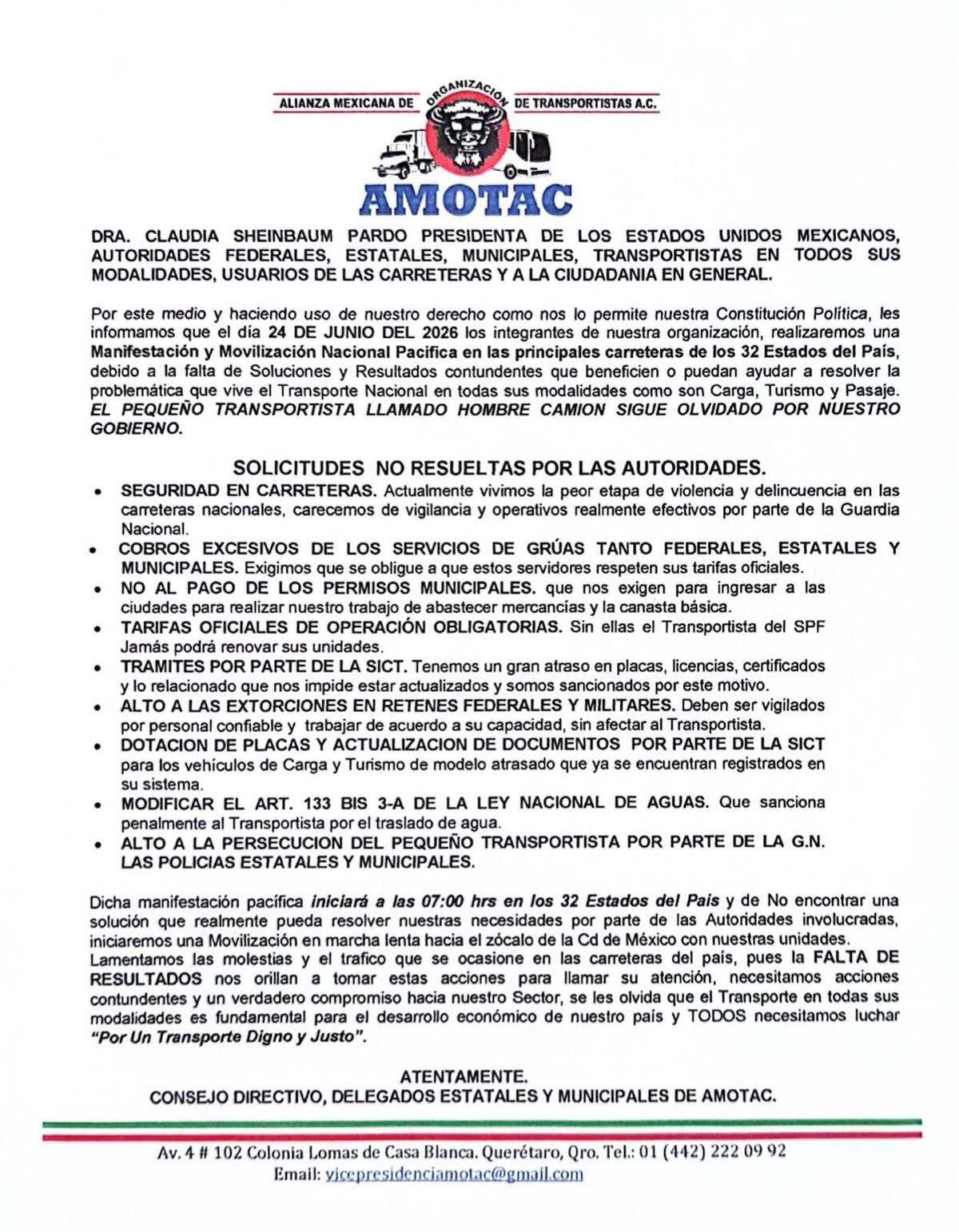 La AMOTAC confirmó un paro nacional con bloqueos y marchas lentas en los 32 estados. Conoce las demandas del gremio y las zonas afectadas en Jalisco.
