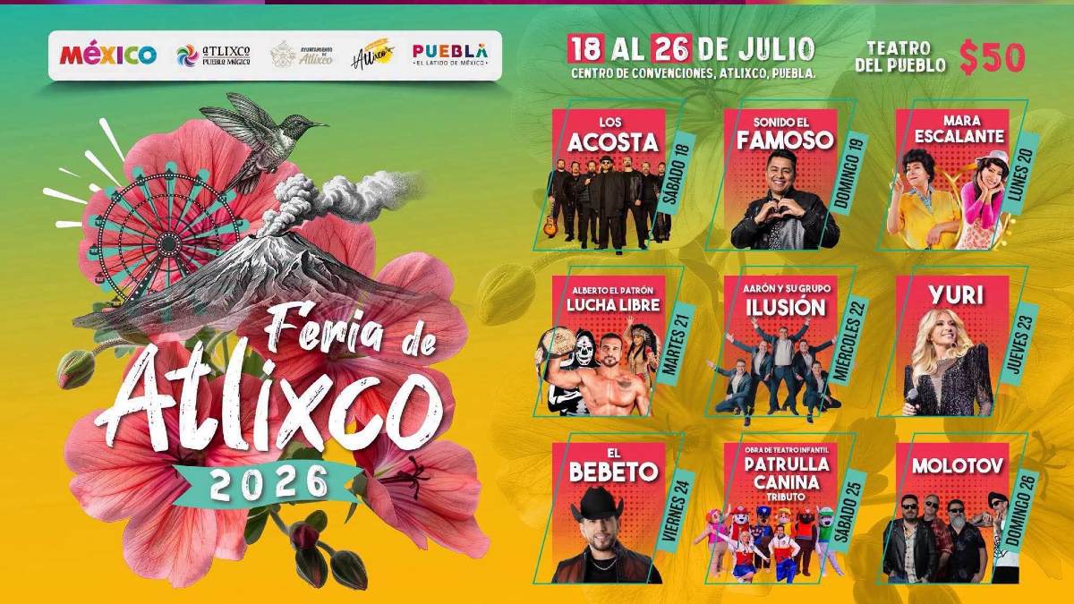 Infografía de artistas en la Feria de Atlixco 2026