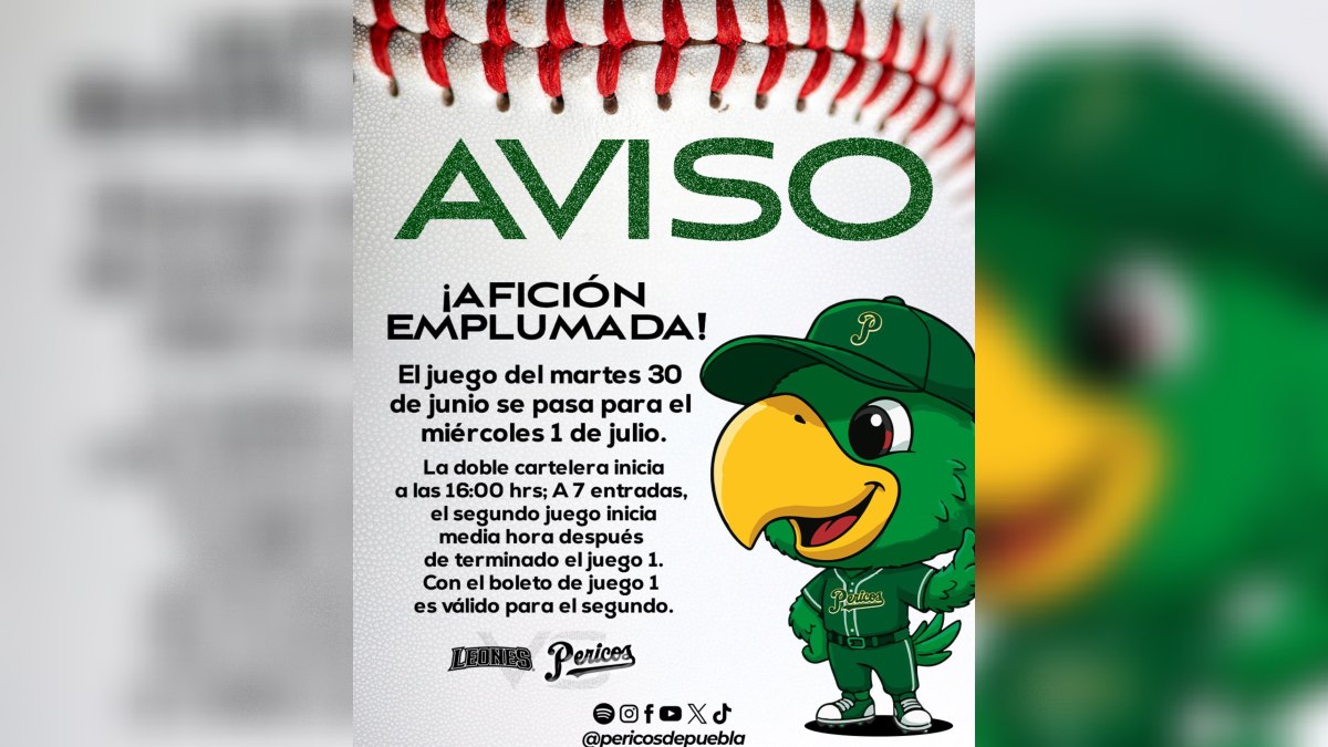 anuncio del cambio de serie leones de yucatán vs pericos de puebla