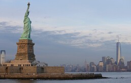 Manhattan visto desde la Estatua de la Libertad, el 31 de enero de 2014, en Nueva York.