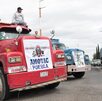 camiones de transportistas de la amotac en un bloqueo carretero