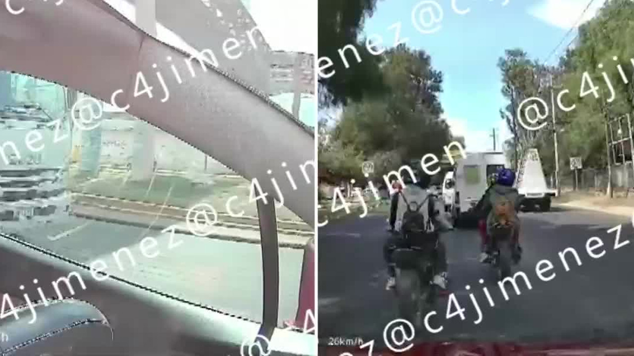 Una presunta banda de 'montachoques' fue captada sobre la carretera México-Texcoco, en el Estado de México.
