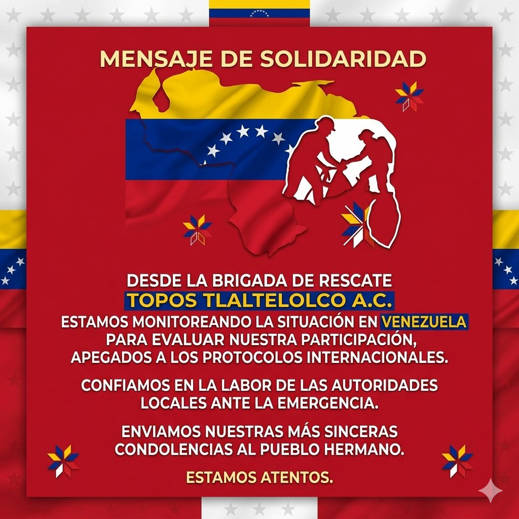 Comunicado de Topos México ante sismo en Venezuela.