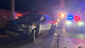 Choque de camioneta en Carretera Nacional en Monterrey.