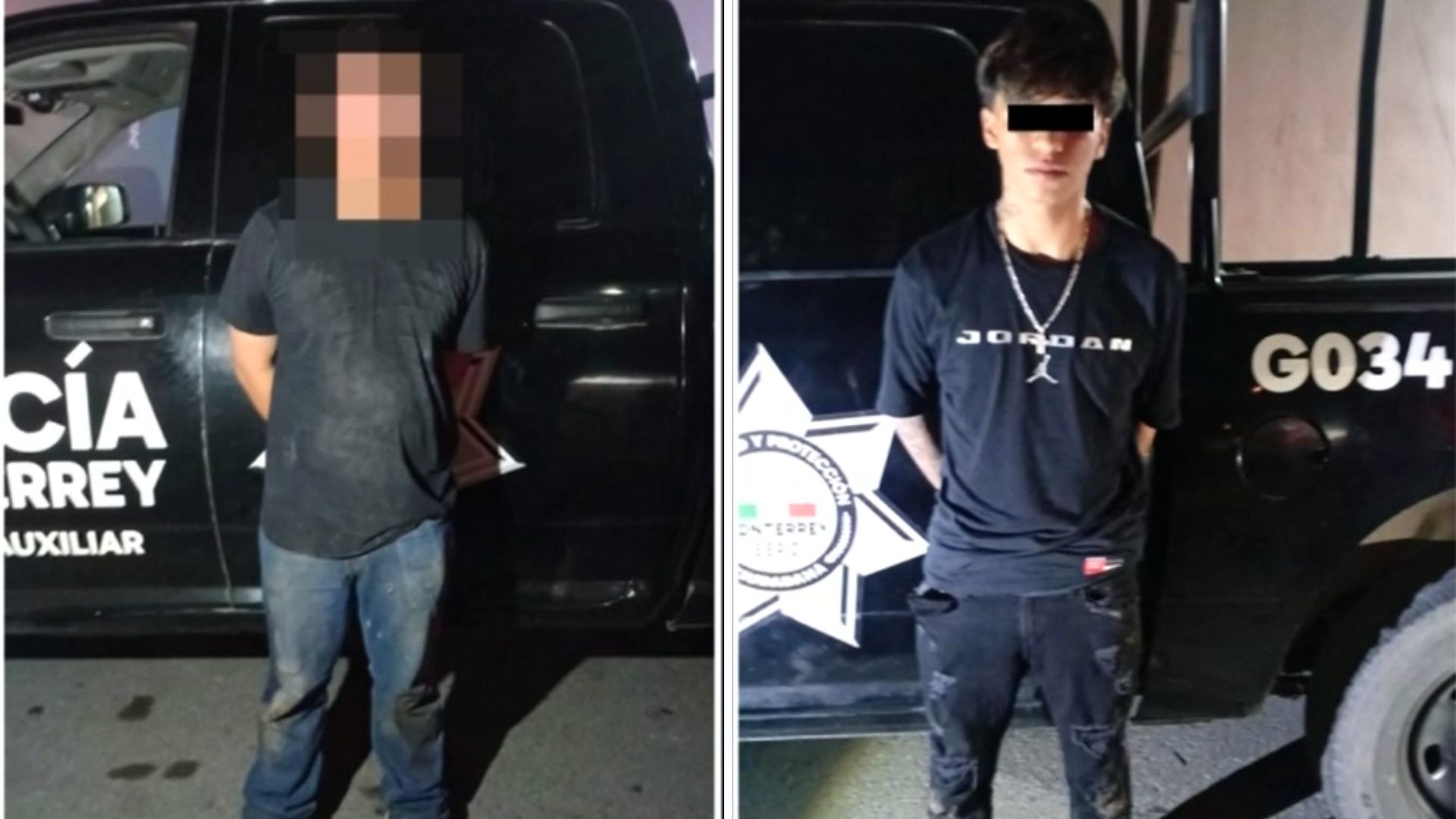 Jorge Jair y Anthony, detenidos en Monterrey, robaban en quintas campestres fingiendo ser invitados. Policías les aseguraron arma y droga.