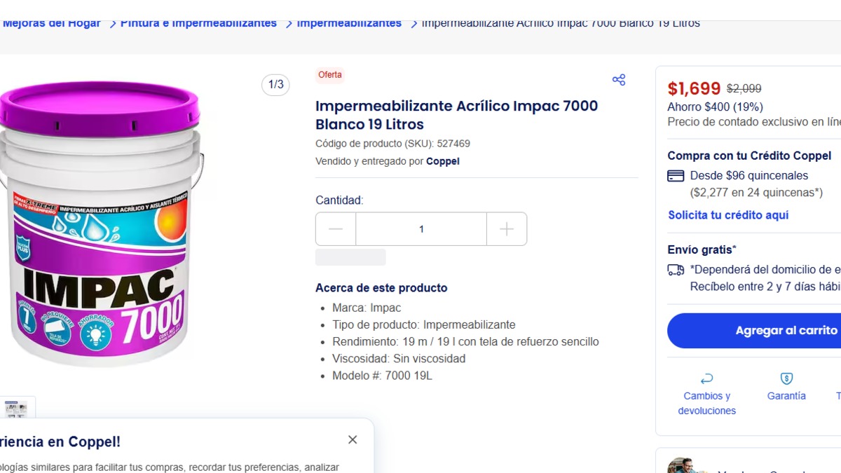 Cubeta de impermeabilizante con precios en compra en línea