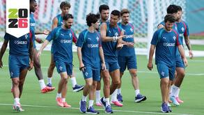 Cristiano Ronaldo y compañeros de la selección de Portugal entrenando previo al partido contra Colombia en el Mundial 2026.