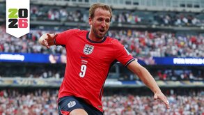 Harry Kane festejando su gol 11 en mundiales contra Inglaterra en el partido contra Panamá en la Copa del Mundo 2026.