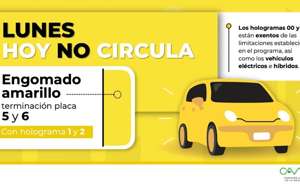De acuerdo con la CAMe, los martes los autos con engomado amarillo no circulan.