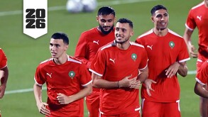 Jugadores de la Selección de Marruecos durante un entrenamiento.