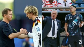 Julian Nagelsmann y Gustavo Alfaro durante el partido de Alemania vs Paraguay en los 16vos de Final del Mundial 2026.